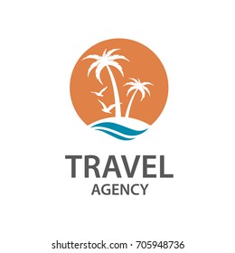 icon with palm trees silhouette on island