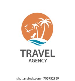 icon with palm trees silhouette on island