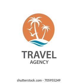 icon with palm trees silhouette on island