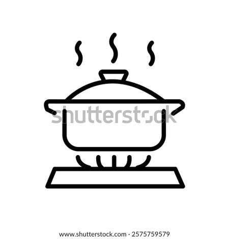 icon of a pan on the stove, cooking hot water