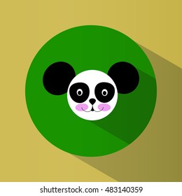 Icon. Panda. Animals. Pretty. Bright. Flat design.