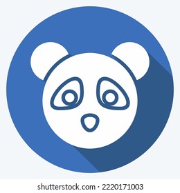 Icon Panda. related to Animal Head symbol. long shadow style. simple design editable. simple illustration. cute. education
