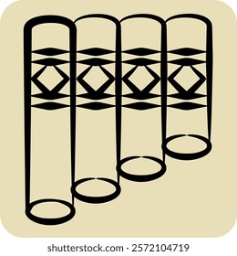 Icon Panpipe. related to Native American symbol. hand drawn style. design editable