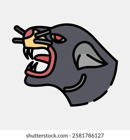 Icon panther. Traditional tattoo elements. Icon in filled line style.