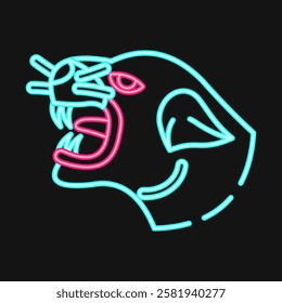 Icon panther. Traditional tattoo elements. Icon in neon style.