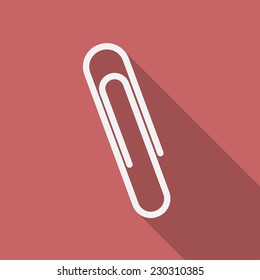 Icon of paper clip. Flat design