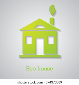 Icon of paper eco house with a shadow. Vector illustration