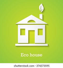 Icon of paper eco house with a shadow. Vector illustration