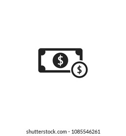 icon of paper money and coin with dollar sign