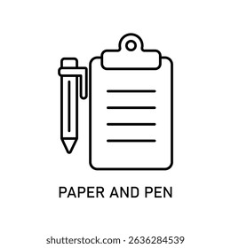 Icon a paper and pen, isolated against a clean background.
