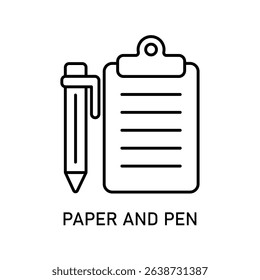 Icon a paper and pen, isolated against a clean background.