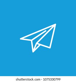 Icon of paper plane. Flying, handmade toy, origami. Trip concept. Can be used for topics like leisure, game, childhood, vacation