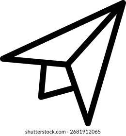 Icono de un plano de papel, que representa un mensaje directo, un correo electrónico o un envío. Adecuado para comunicación, redes sociales y diseño App