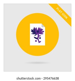 Icon of paper sheet with flower image and circles