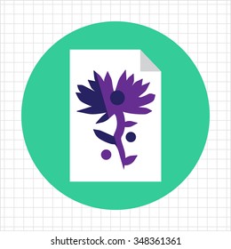 Icon of paper sheet with flower image and circles