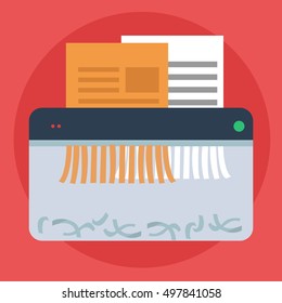 Icon of paper Shredder. Flat style vector illustration