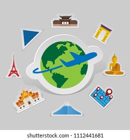 Icon paper style on white background.vector illustration.