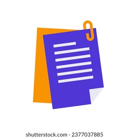 Icon Papers and clip, single icon, Flat line color filled and Colorfull icon