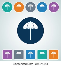 Icon of Parasol in Multi Color Circle & Square Shape. Eps-10.
