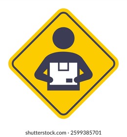 icon parcel delivery man. flat illustration.