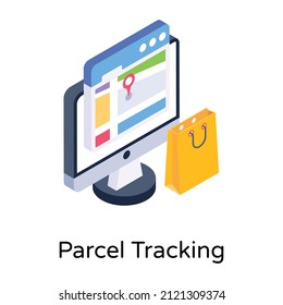 An icon of parcel tracking in isometric design 

