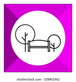Icon of park sign with bench and trees