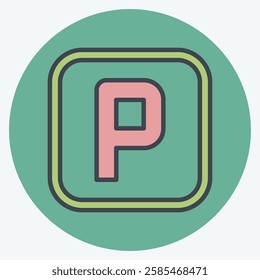 Icon Parking. related to Public symbol. color mate style. design editable