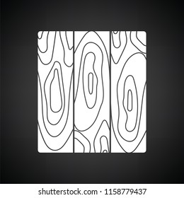 Icon of parquet plank pattern. Black background with white. Vector illustration.