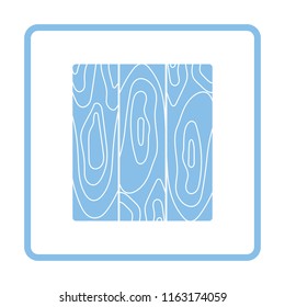 Icon of parquet plank pattern. Blue frame design. Vector illustration.