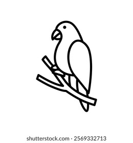 Icon of a parrot or parakeet perched on a branch
