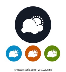 Icon partly cloudy,   four types of colorful round icons cloud with sun  ,  weather symbol, vector illustration