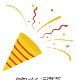 Icon party popper confetti, firecracker logo emoticon graphic christmas birthday
