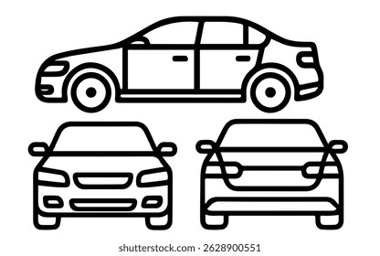 Icon passenger car sedan in three projections on a white background vector
Vector icon cars