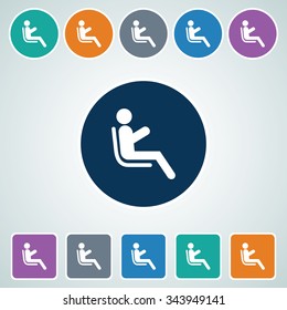 Icon of Passenger in Multi Color Circle & Square Shape. Eps-10.