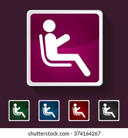 Icon of Passenger on Multicolored Squares. Eps-10.