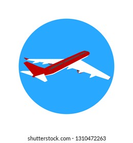Icon passenger plane in the sky isolated on white background