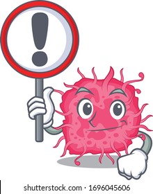 An icon of pathogenic bacteria cartoon design style with a sign board