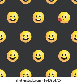 Icon pattern with face. Image of smiley faces. Kiss face Editable vector.