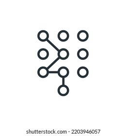 icon of pattern password, security concept, Pattern passcode concept Isolated Line Vector Illustration editable Icon
