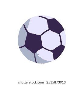 Icon of patterned ball for soccer. Athletic accessory for playing football match. Sport equipment with round shape. Supply for active game, hobby. Flat isolated vector illustration on white background