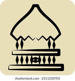 Icon Pavilion Cottage. related to Hawaii symbol. hand drawn style. simple design editable. vector