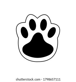 Icon paw animal. Logotype.Black white paw dog.