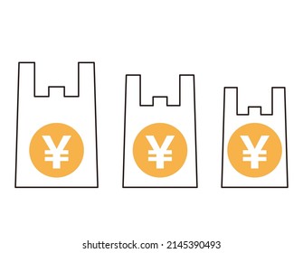 Icono para bolsas de plástico de pago. Ilustración vectorial.