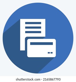Icon Pay via Card. suitable for Education symbol. long shadow style. simple design editable. design template vector. simple symbol illustration