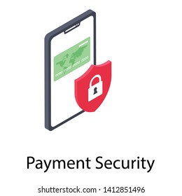 
Icon of payment security in isometric design 
