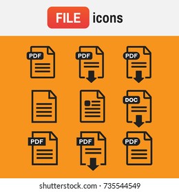 Icon pdf document. File download icon. Document text, symbol web format information