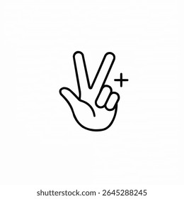icon peace for massage, hand gesture V Simple outline style for apps and websites. Vector illustration on white background.