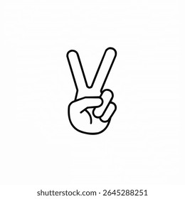 icon peace for massage, hand gesture V Simple outline style for apps and websites. Vector illustration on white background.