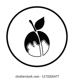 Icon of Peach. Thin circle design. Vector illustration.