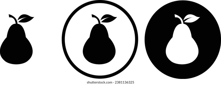 icon pear black outline for web site design 
and mobile dark mode apps 
Vector illustration on a white background